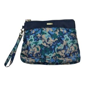 Travelon Safe ID RFID Blocking nylon blue splatter print wristlet pouch